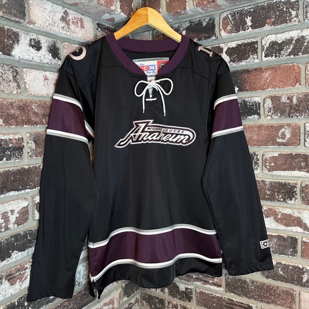 Vintage Anaheim Mighty Ducks Hockey NHL Alternate Black Eggplant Jersey CCM